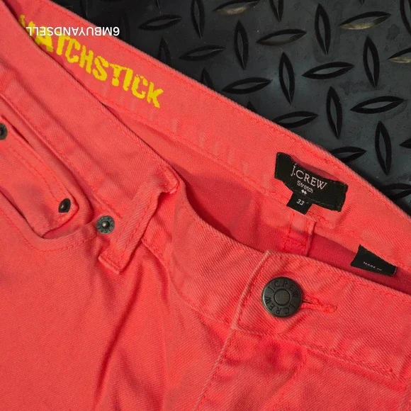 J.Crew Matchstick Jeans 33 Coral Pink Straight Leg Stretch Denim Pants 24642 - Picture 10 of 14